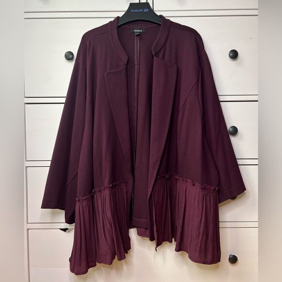 Torrid size 6x open cardigan jacket blazer‎ Ponte Fabric Mixed Peplum Like New - Picture 1 of 17
